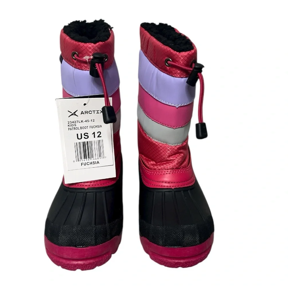 Arctix Kids' Patrol Winter Boots in Fuchsia, Purple, Black and Gray Sz 12